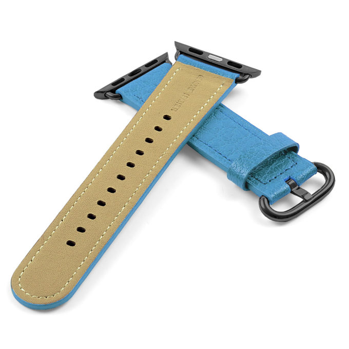 a.l9.5a.mb DASSARI Leather Strap For Apple in Light Blue with a Black Buckle 2