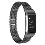 fb.m.25.mb Bead Style Stainless Steel Watch Band for Fitbit Charge 2 Black