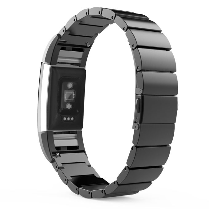 fb.m26.mbCharge 2 Stainless Steel Band Flat Rectanglar Link in Black 3