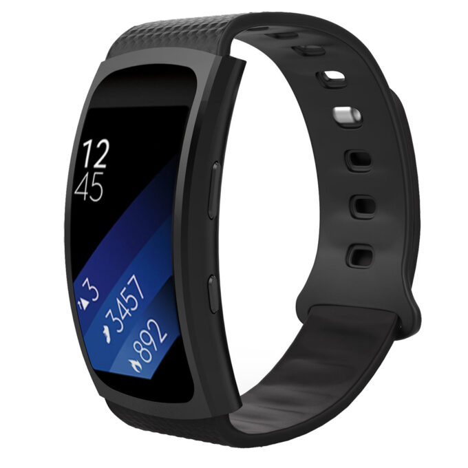 S.r5.1 Silicone Sport Strap For Samsung Gear Fit 2 SM R360 In Black