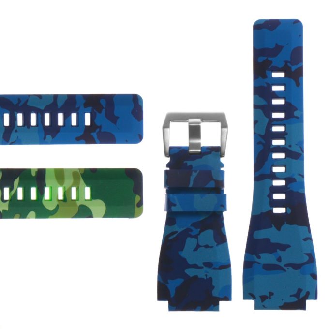 Camo Silicone Strap For Bell And Ross In Blue