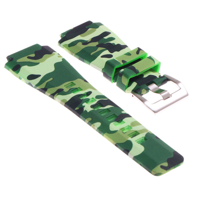 Pu8.11 Camo Silcone Strap For Bell And Ross In Green
