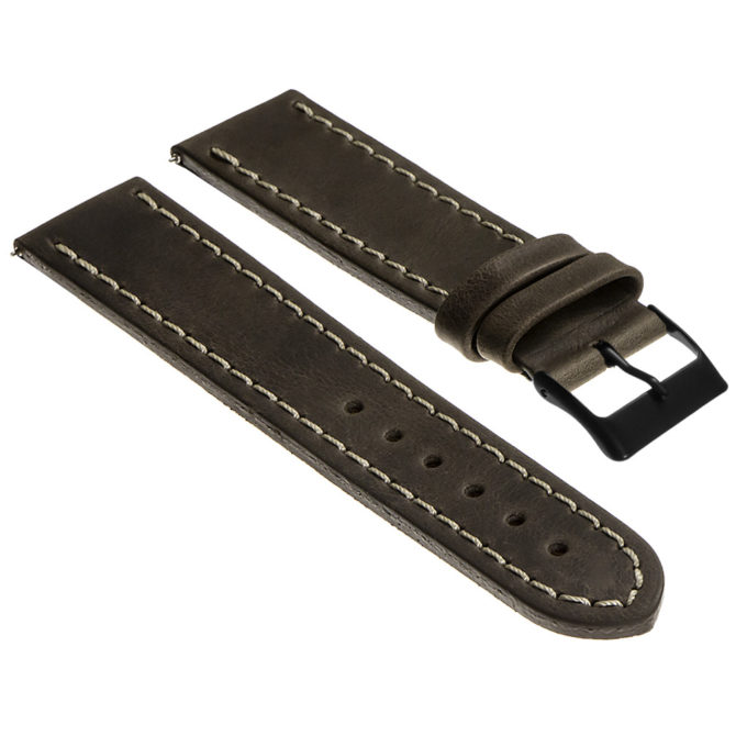 Df2.2.mb Leather Strap W Matte Black Buckle In Brown