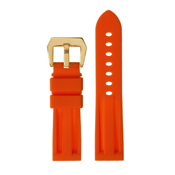 R.pn1.12.yg Silicone Rubber Strap In Orange W Yellow Gold Buckle 2