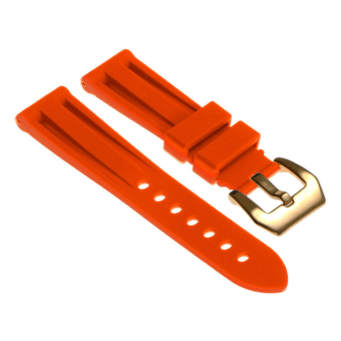 R.pn1.12.yg Silicone Rubber Strap In Orange W Yellow Gold Buckle