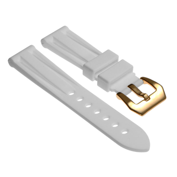 R.pn1.22.yg Silicone Rubber Strap In White W Yellow Gold Buckle