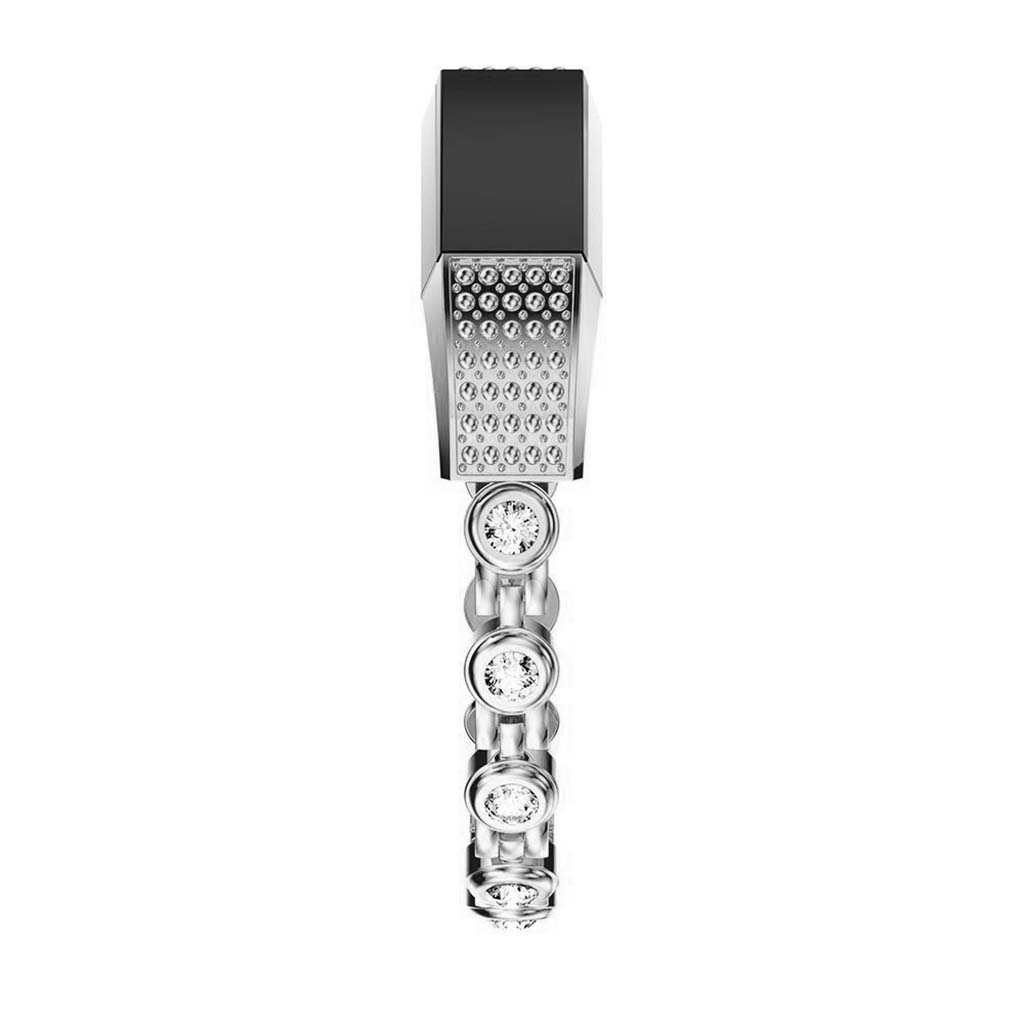 StrapsCo Stainless Steel Metal w/ Rhinestones Bracelet for Fitbit Alta & HR