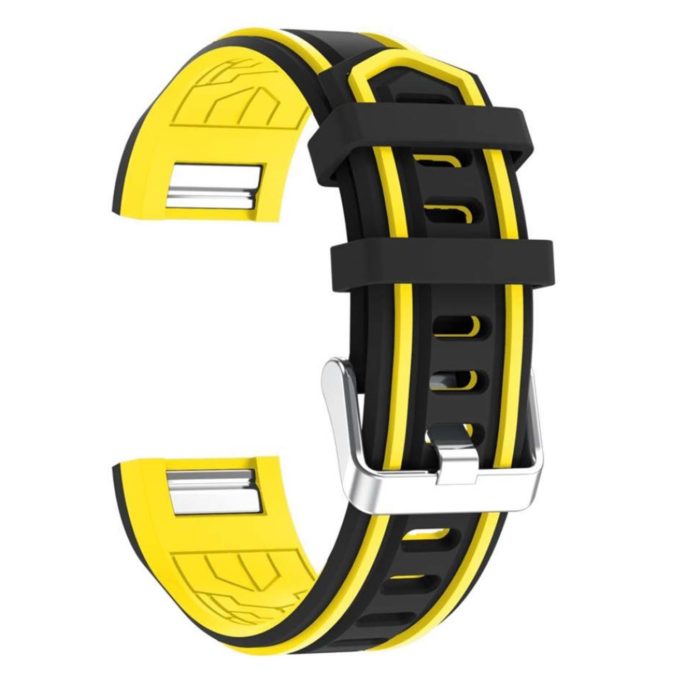 Fb.r24.1.12 Racing Stripe Rubber Watch Strap For Fitbit Charge 2 Black And Yellow 3