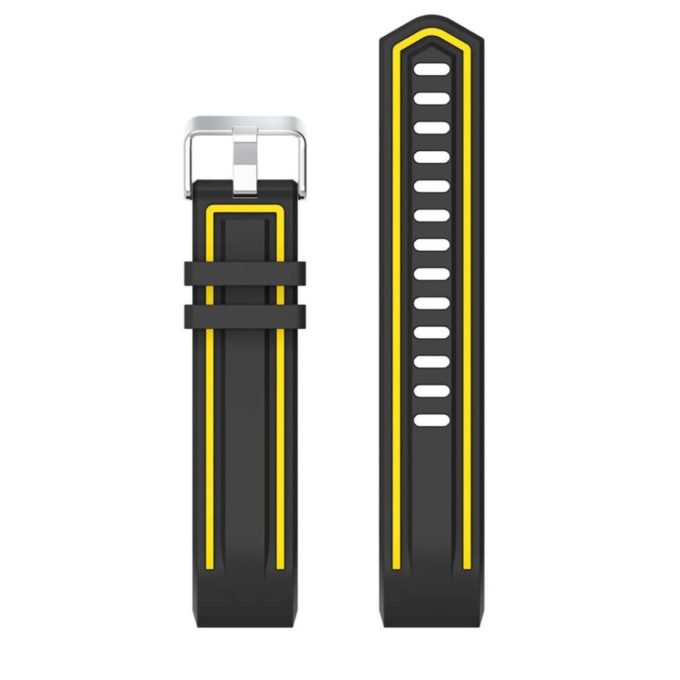 Fb.r24.1.12 Racing Stripe Rubber Watch Strap For Fitbit Charge 2 Black And Yellow 4