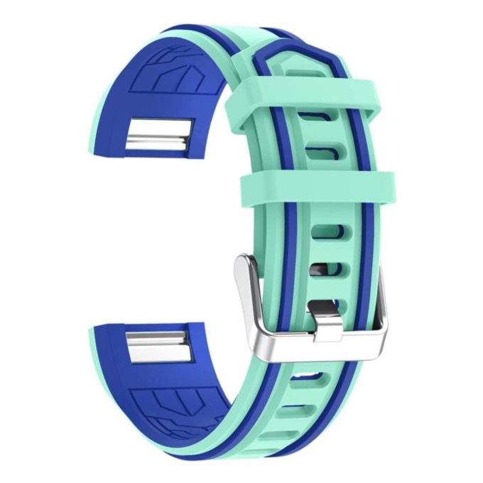 Fb.r24.11a.5 Racing Stripe Rubber Watch Strap For Fitbit Charge 2 Mint Green And Blue 3