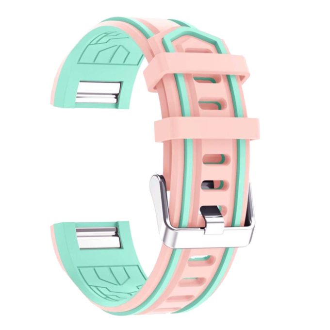 Fb.r24.13.11a Racing Stripe Rubber Watch Strap For Fitbit Charge 2 Pink And Green 3