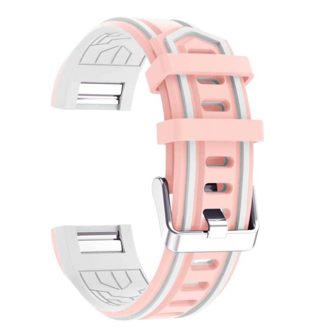Fb.r24.13.22 Racing Stripe Rubber Watch Strap For Fitbit Charge 2 Pink And White 3