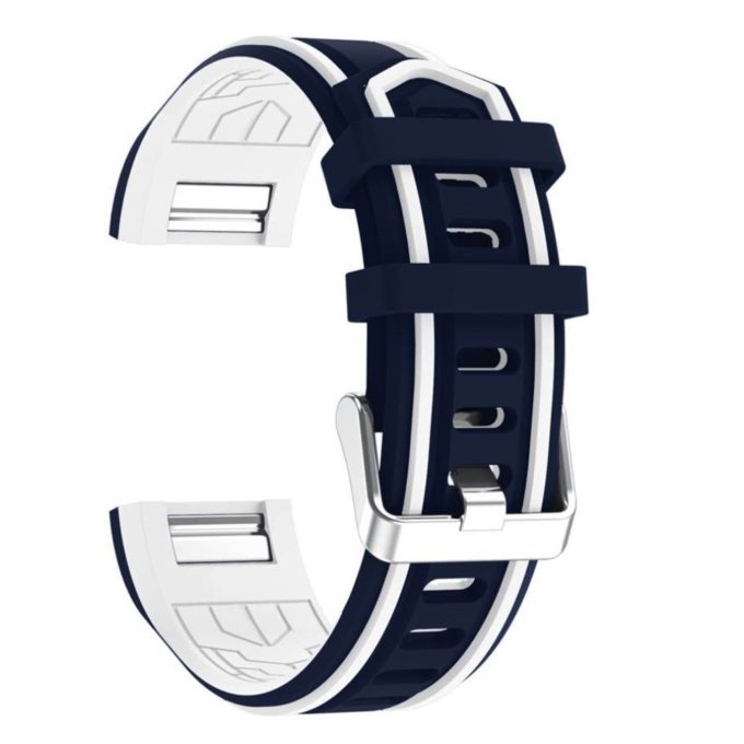 Fb.r24.5a.22 Racing Stripe Rubber Watch Strap For Fitbit Charge 2 Midnight Blue And White 3