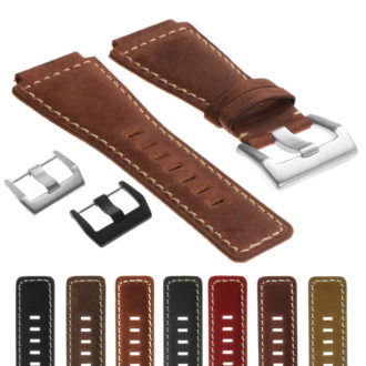 br5.8 Gallery DASSARI Distressed Leather Watch Strap for Bell & Ross in Rust with Brushed Buckle New