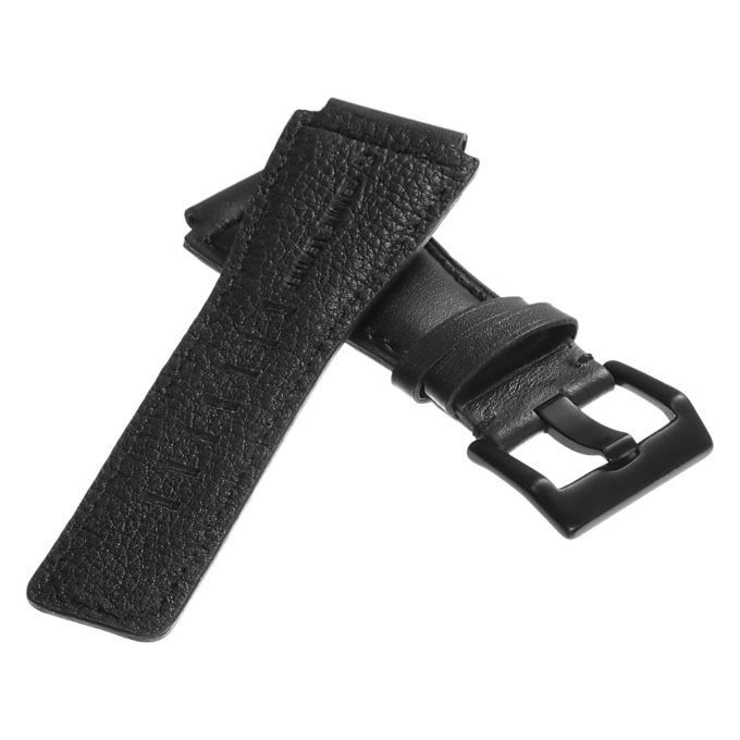 Br7.1.mb DASSARI Leather Watch Strap For Bell & Ross In Black With Matte Black Buckle 3