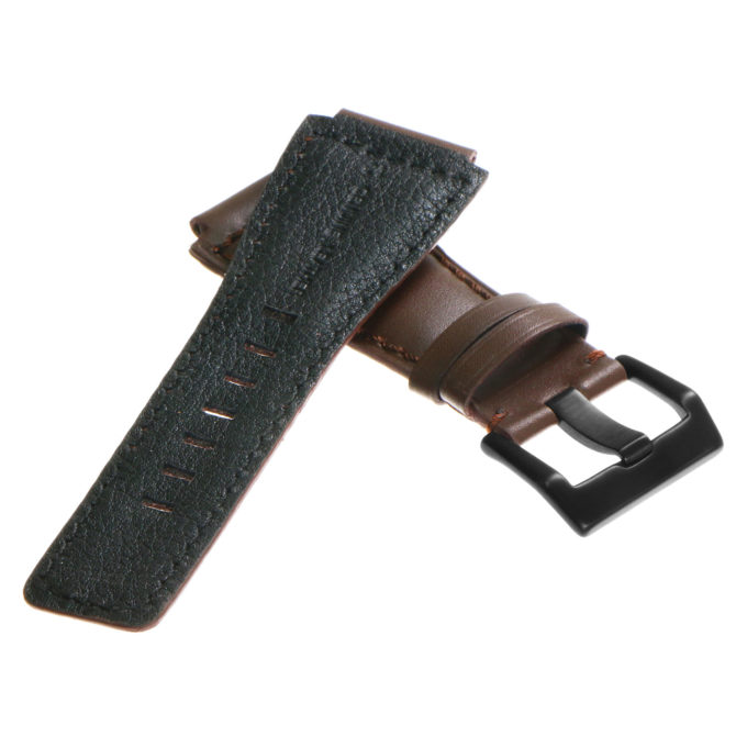 Br7.2.mb DASSARI Leather Watch Strap For Bell & Ross In Brown With Matte Black Buckle 3