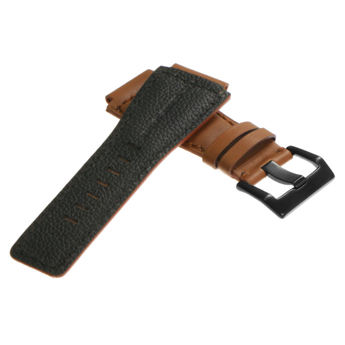 Br7.3.mb DASSARI Leather Watch Strap For Bell & Ross In Tan With Matte Black Buckle 3