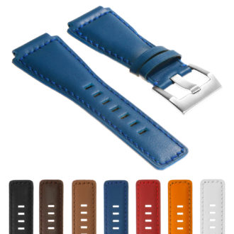 Br7.5.bs Gallery DASSARI Leather Watch Strap For Bell & Ross In Blue With Brushed Steel Buckle