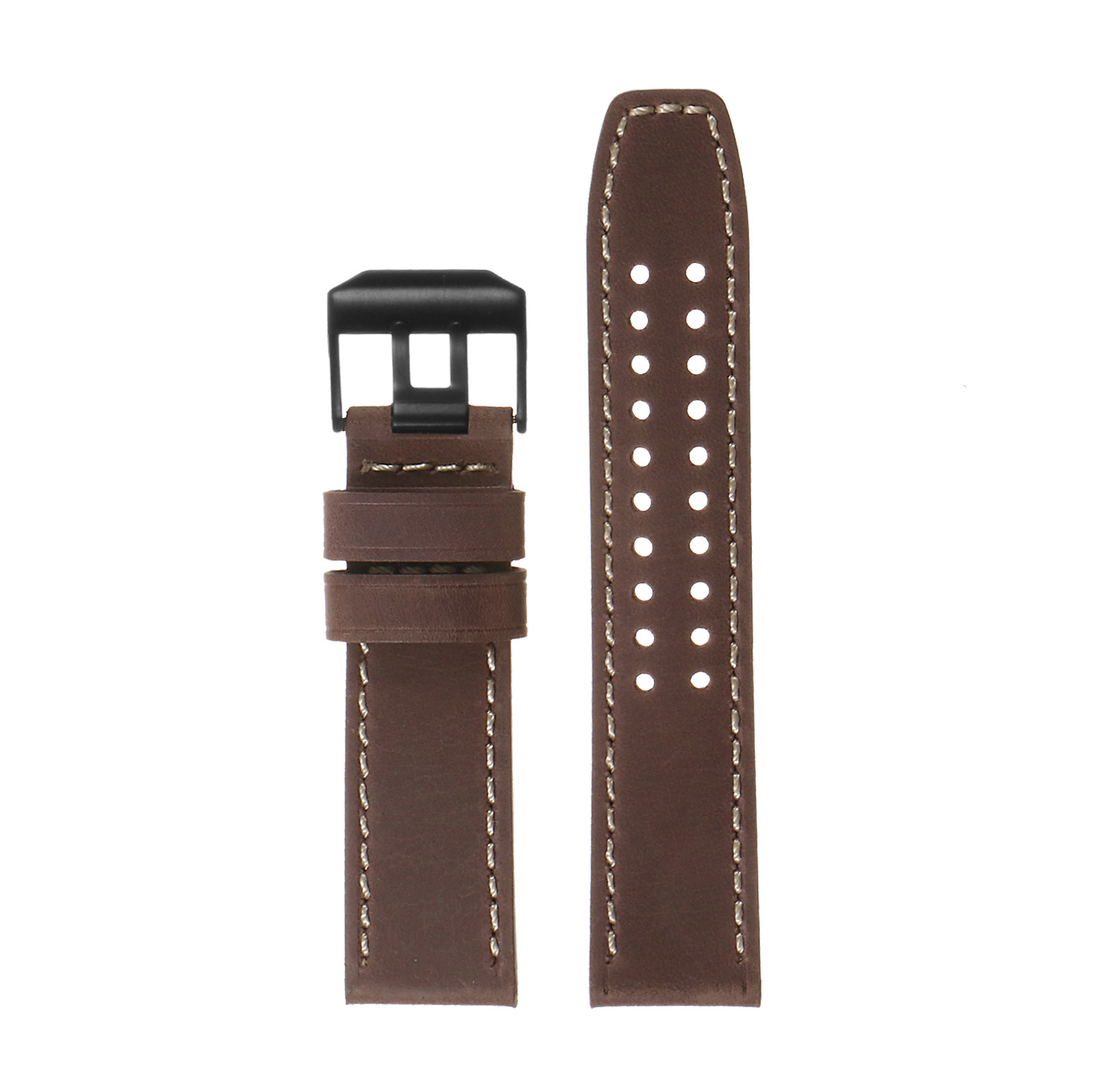 Lmx1.2.mb Vintage Leather Strap In Brown With Matte Black Buckle 3