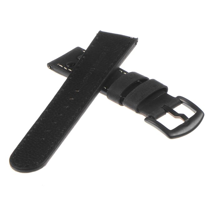 Ds14.1.mb DASSARI Vintage Leather Watch Strap In Black W Matte Black Buckle 2