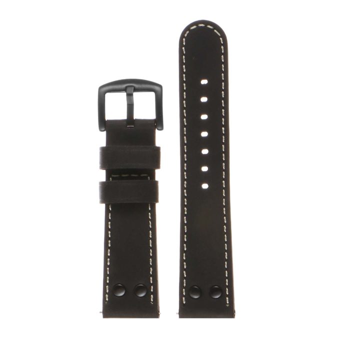 Ds14.1.mb DASSARI Vintage Leather Watch Strap In Black W Matte Black Buckle 3