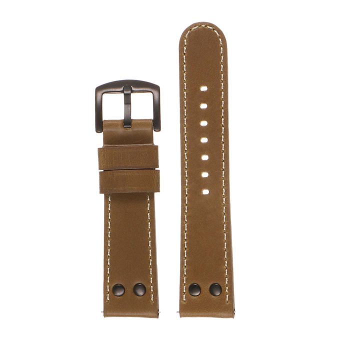 Ds14.17.mb DASSARI Vintage Leather Watch Strap In Beige W Matte Black Buckle 3