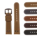 Ds14.17.mb Gallery DASSARI Vintage Leather Watch Strap In Beige W Matte Black Buckle 3