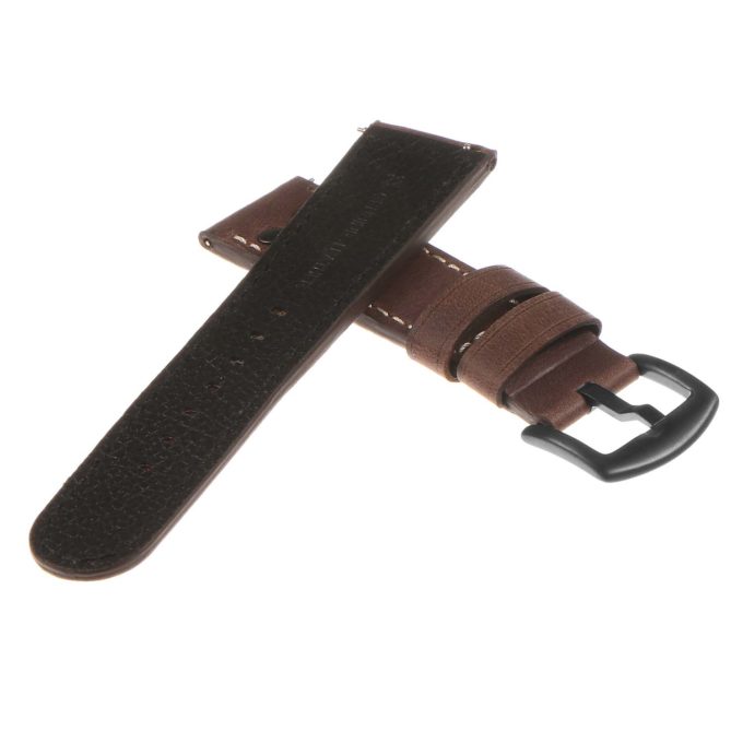 Ds14.2.mb DASSARI Vintage Leather Watch Strap In Brown W Matte Black Buckle 2