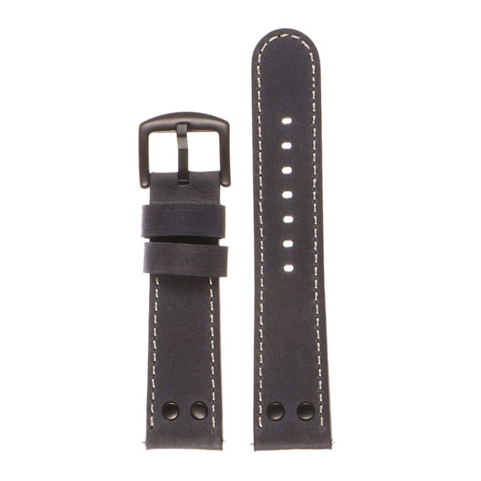 Ds14.5.mb DASSARI Vintage Leather Watch Strap In Blue W Matte Black Buckle 3