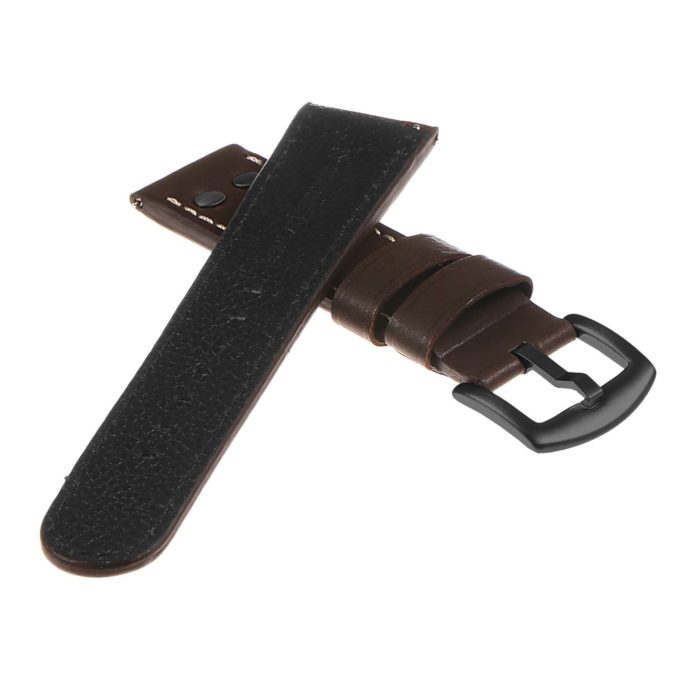 Ds15.2.mb Angled Leather Strap In Brown W Matte Black Buckle 2