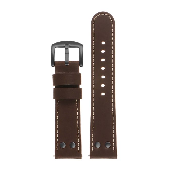 Ds15.2.mb Angled Leather Strap In Brown W Matte Black Buckle 3