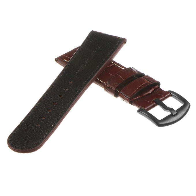 Ds16.2 DASSARI Leather Croc Embossed Quick Realese Strap W Matte Black Buckle In Brown 2