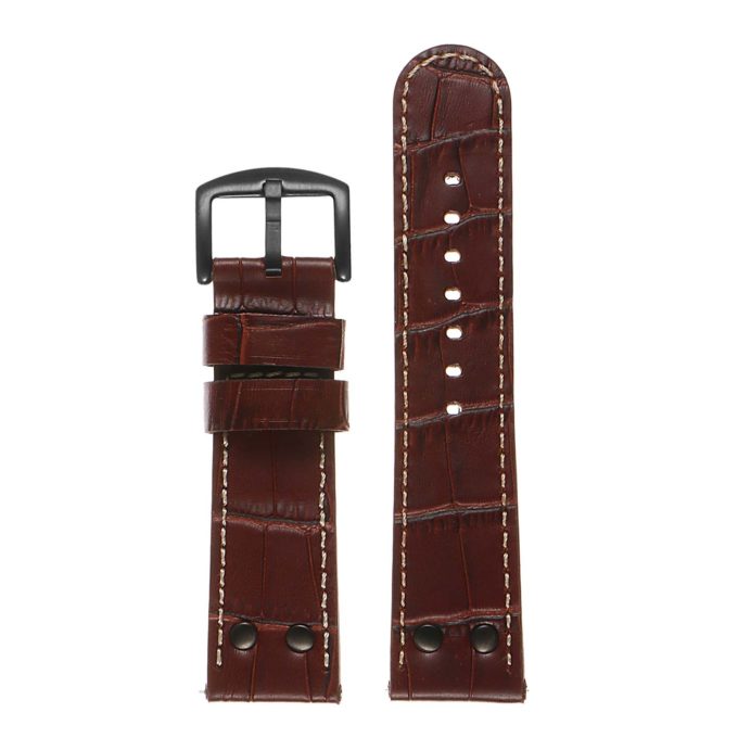 Ds16.2 DASSARI Leather Croc Embossed Quick Realese Strap W Matte Black Buckle In Brown 3