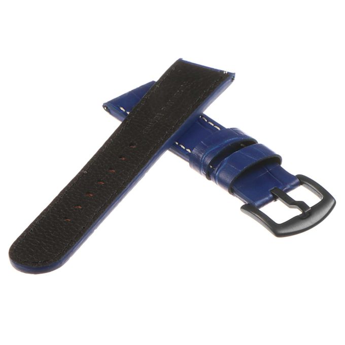 Ds16.5 DASSARI Leather Croc Embossed Quick Realese Strap W Matte Black Buckle In Blue 2