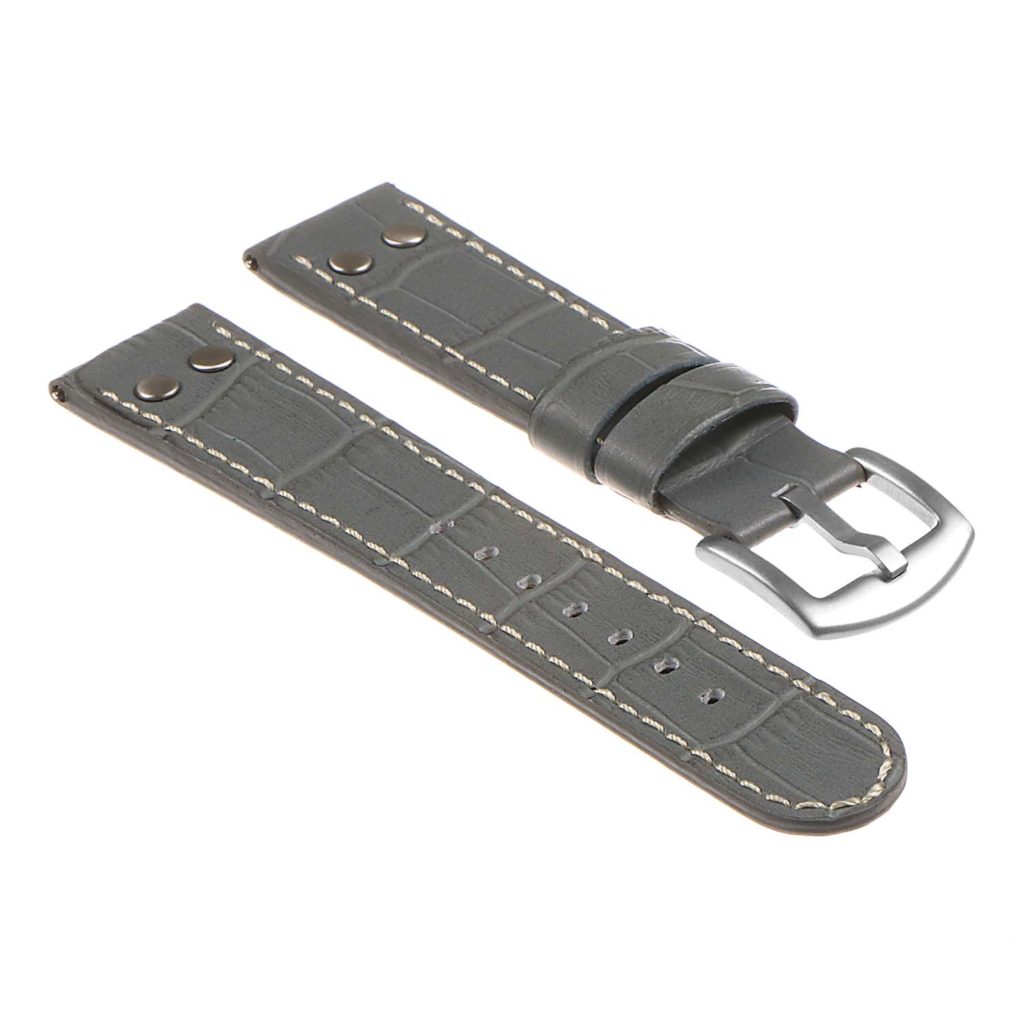 DASSARI Croc Embossed Leather Pilot Strap for Garmin Vivoactive 4S