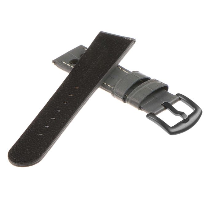 Ds16.7 DASSARI Leather Croc Embossed Quick Realese Strap W Matte Black Buckle In Grey 2