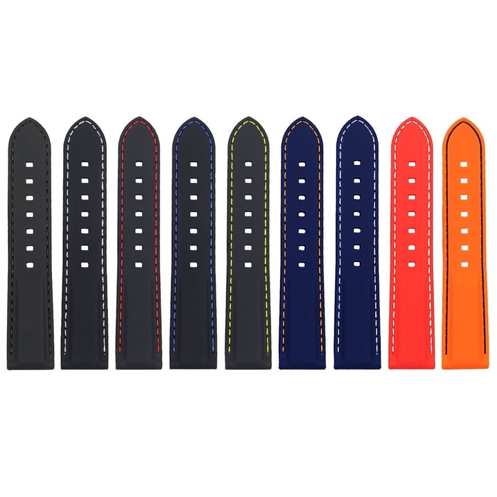 22mm Rubber Smart Watch Strap w/ Stitching StrapsCo