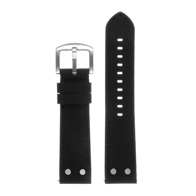 Pu10.1.1 Silicone Strap With Rivets In Black W Red Stitching 3