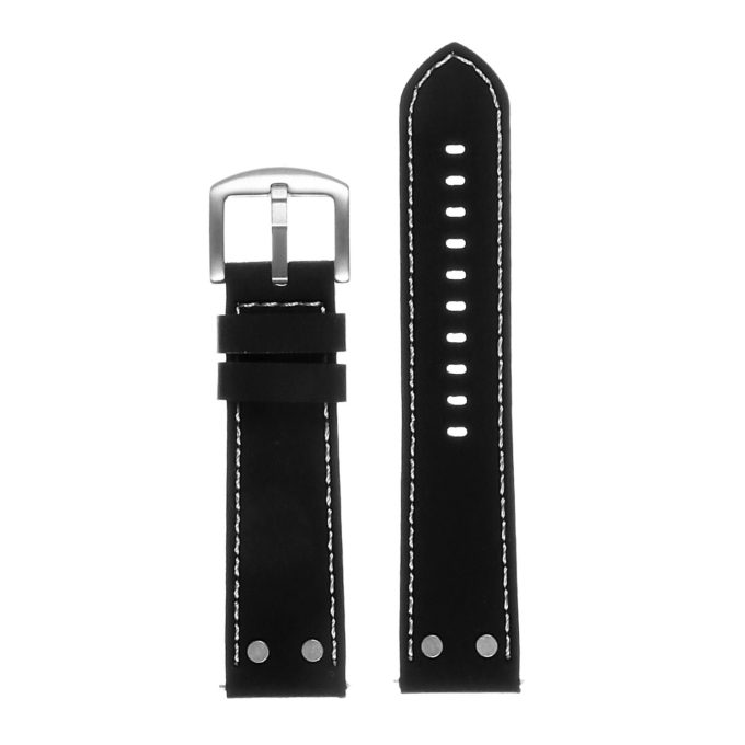 Pu10.1.22 Silicone Strap With Rivets In Black W White Stitching 3