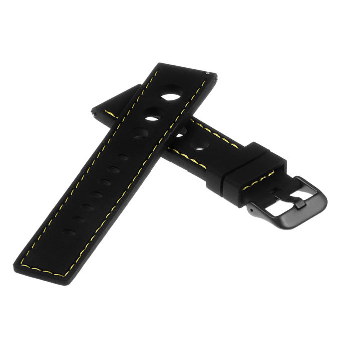 Pu11.1.10.mb Silicone Rally Strap In Black W Yellow Stitching W Matte Black Buckle 2