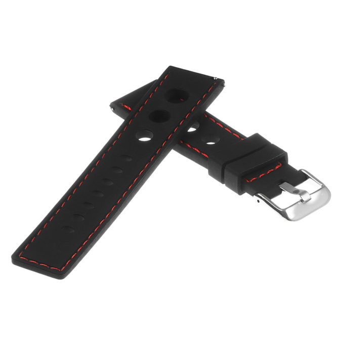 Pu11.1.6 Silicone Rally Strap In Black W Red Stitching 2