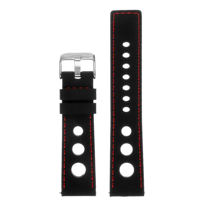 Pu11.1.6 Silicone Rally Strap In Black W Red Stitching 3