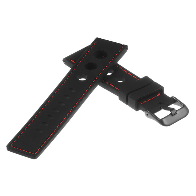 Pu11.1.6.mb Silicone Rally Strap In Black W Red Stitching W Matte Black Buckle 2