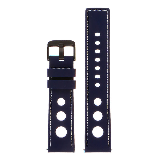 Pu11.5.22.mb Silicone Rally Strap In Blue W White Stitching W Matte Black Buckle 3