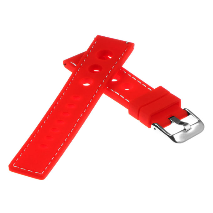 Pu11.6.22 Gallery Silicone Rally Strap In Red W White Stitching 2