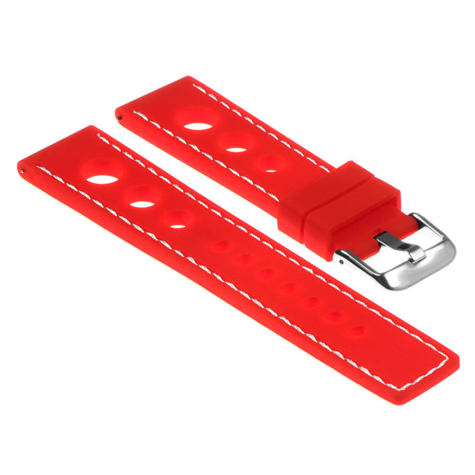 Pu11.6.22 Gallery Silicone Rally Strap In Red W White Stitching