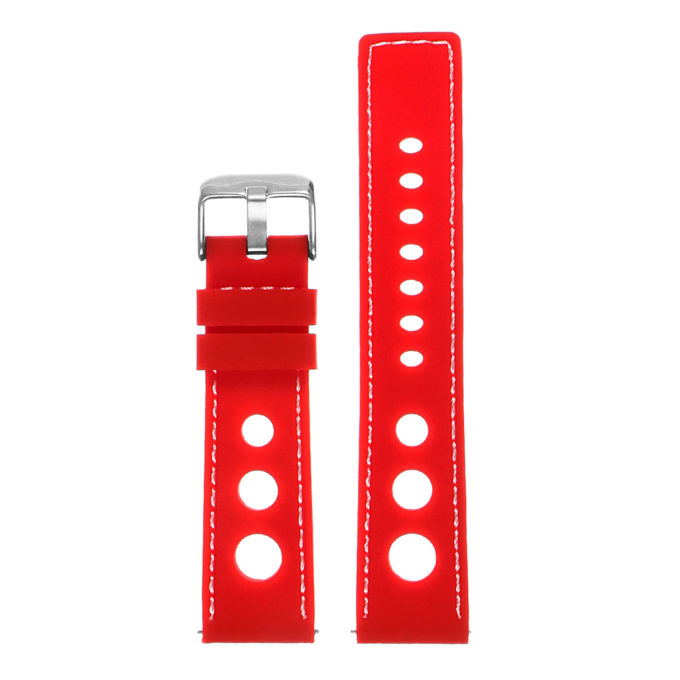Pu11.6.22 Silicone Rally Strap In Red W White Stitching 3