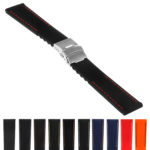 Pu12.1.6 Gallery Silcone Rubber Strap In Black W Red Stitching