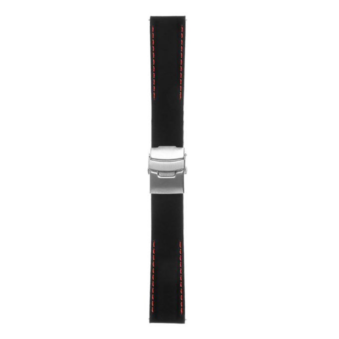 Pu12.1.6 Silcone Rubber Strap In Black W Red Stitching 3