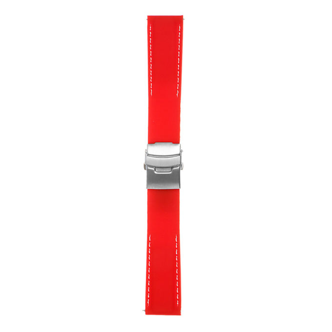 Pu12.6.22 Silcone Rubber Strap In Red W White Stitching 3